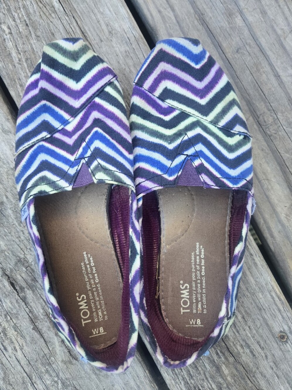 TOMS Women's Chevron Slip-On Shoes in Purple Multi